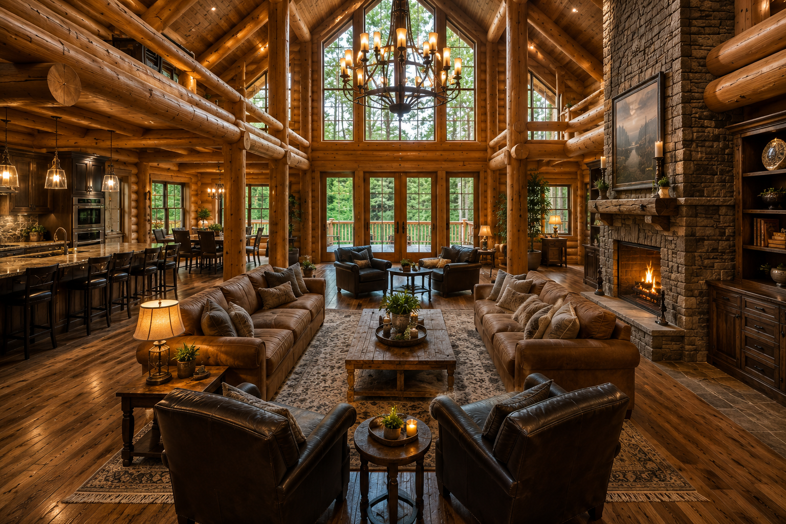 Interior de casa de madera GST